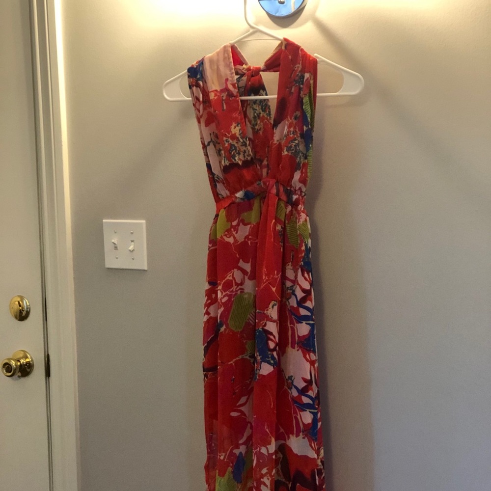 Red backless dress